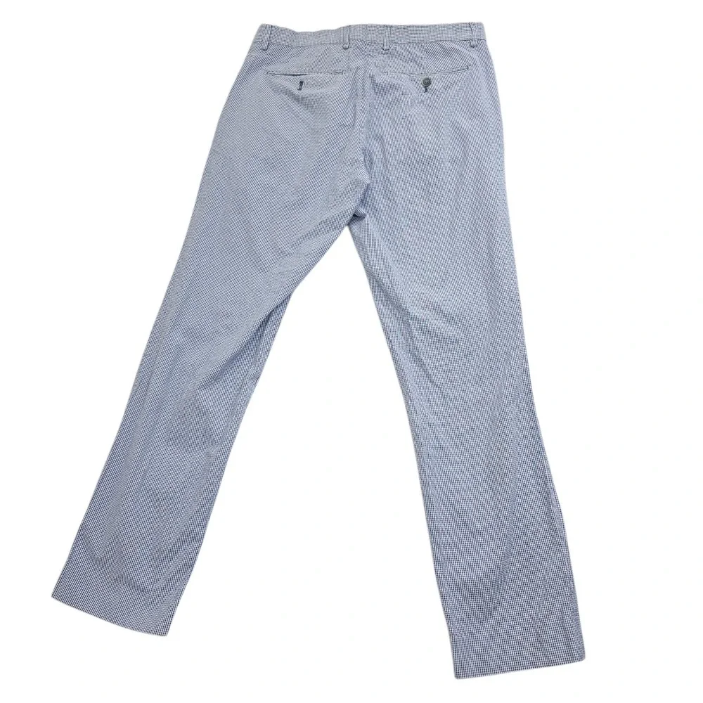 Banana Republic Chino Pants 32x32 Mens‎ Blue Check Modern Slim Fit Seersucker